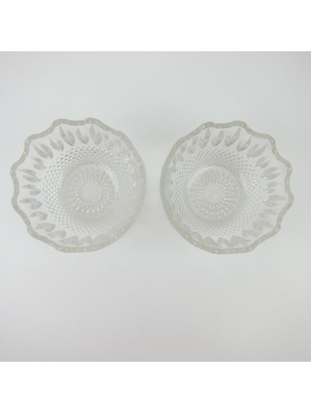 Vintage Clear Glass 2 Piece Interlocking Bowl Candy Dish Patterned Nut Snacks - Picture 5 of 16